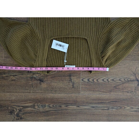 ULLA JOHNSON green Hadley gathered Ribbed Wool Top Yellow/ Green Khaki Medium - Picture 7 of 11